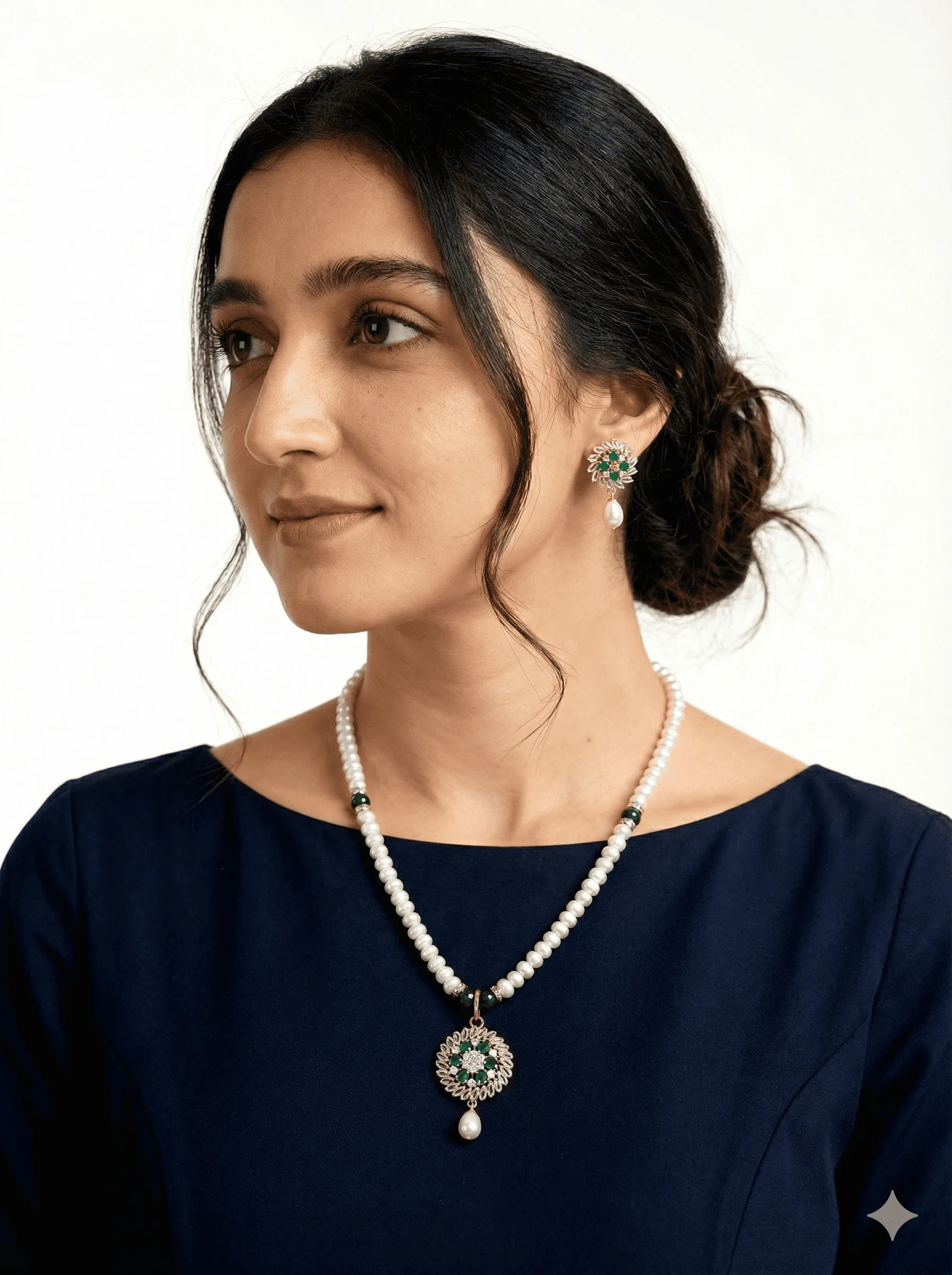 green stone pearl necklace