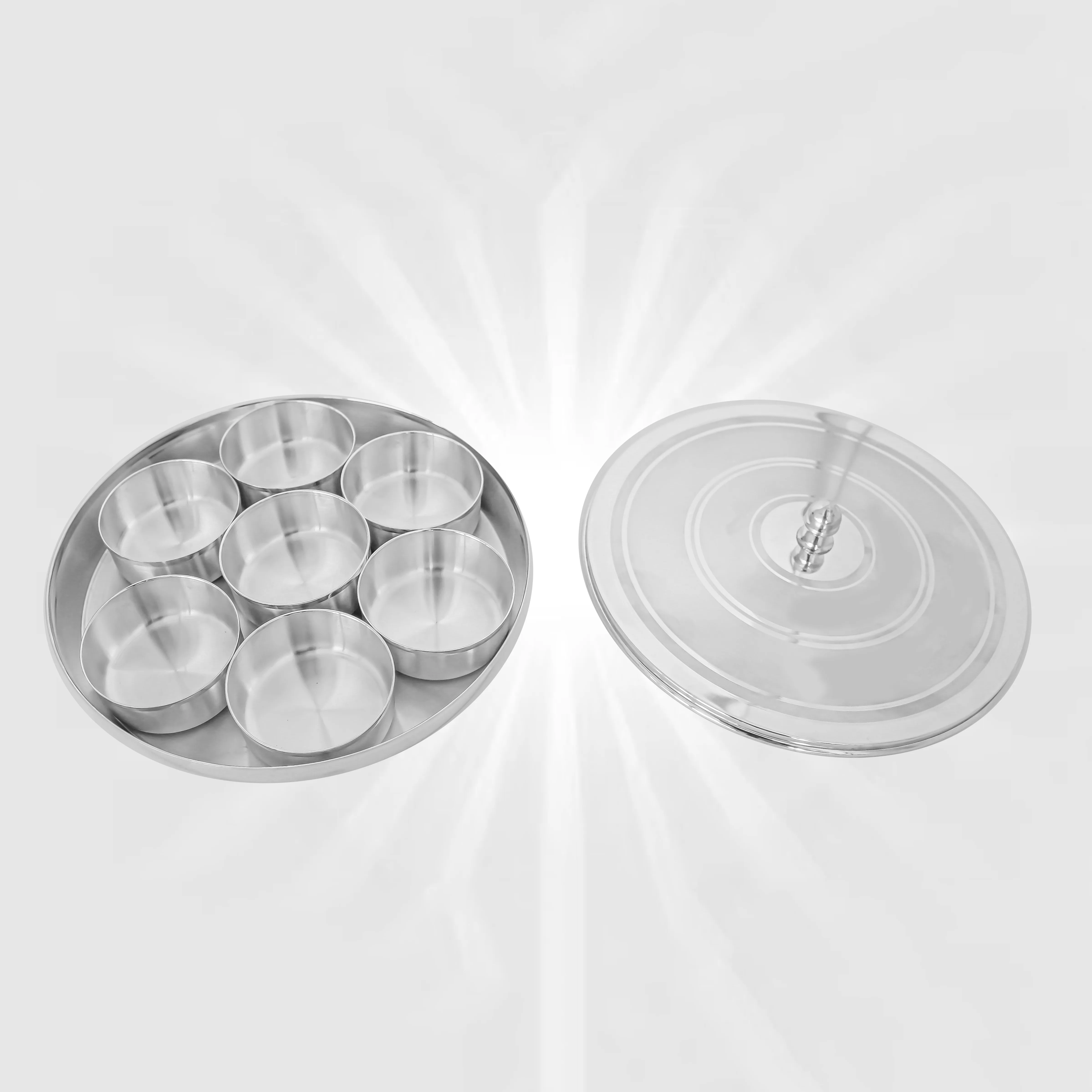 925 Silver Masala Box – Pure Silver Spice Box with 7 Containers