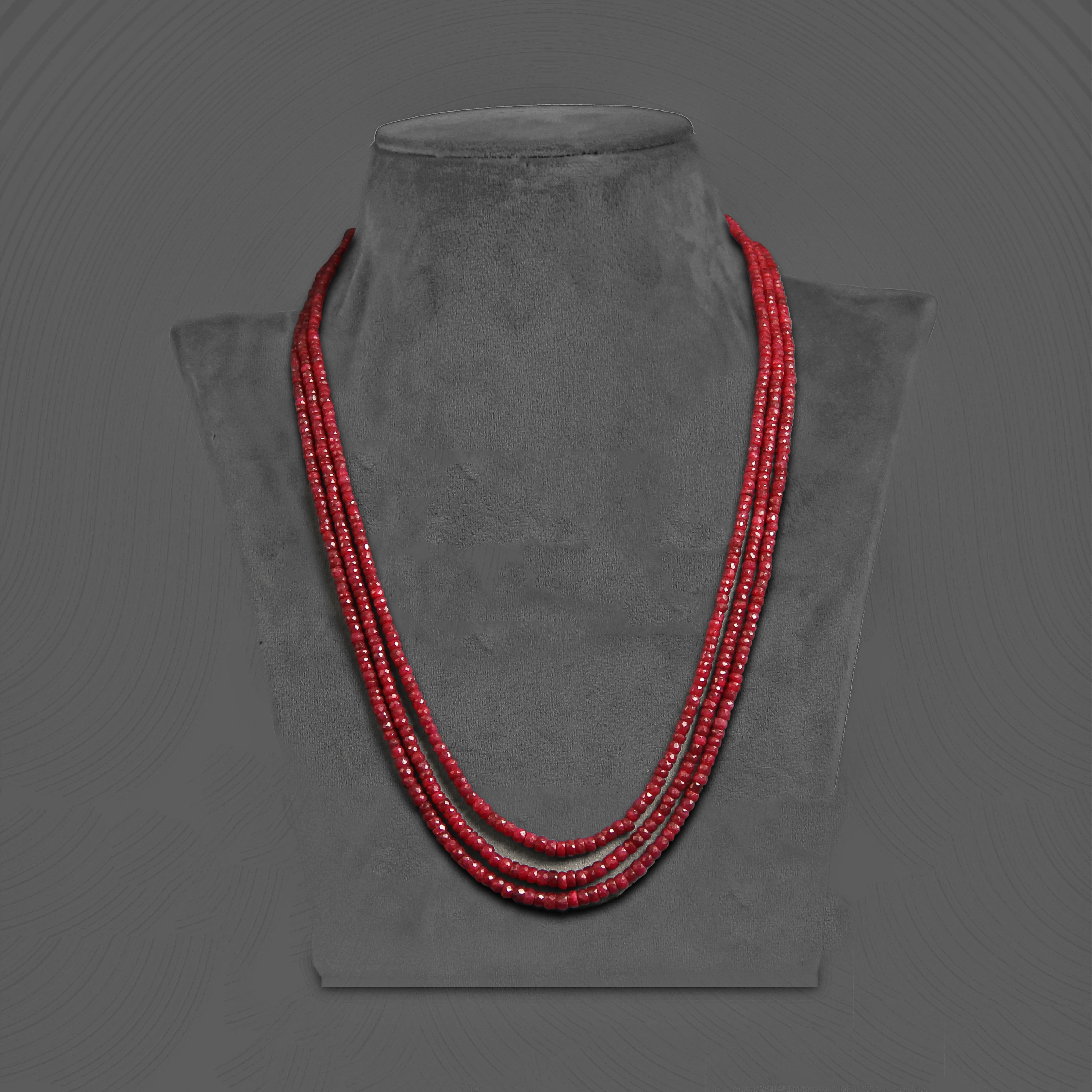 Red beaded multi-strand necklace