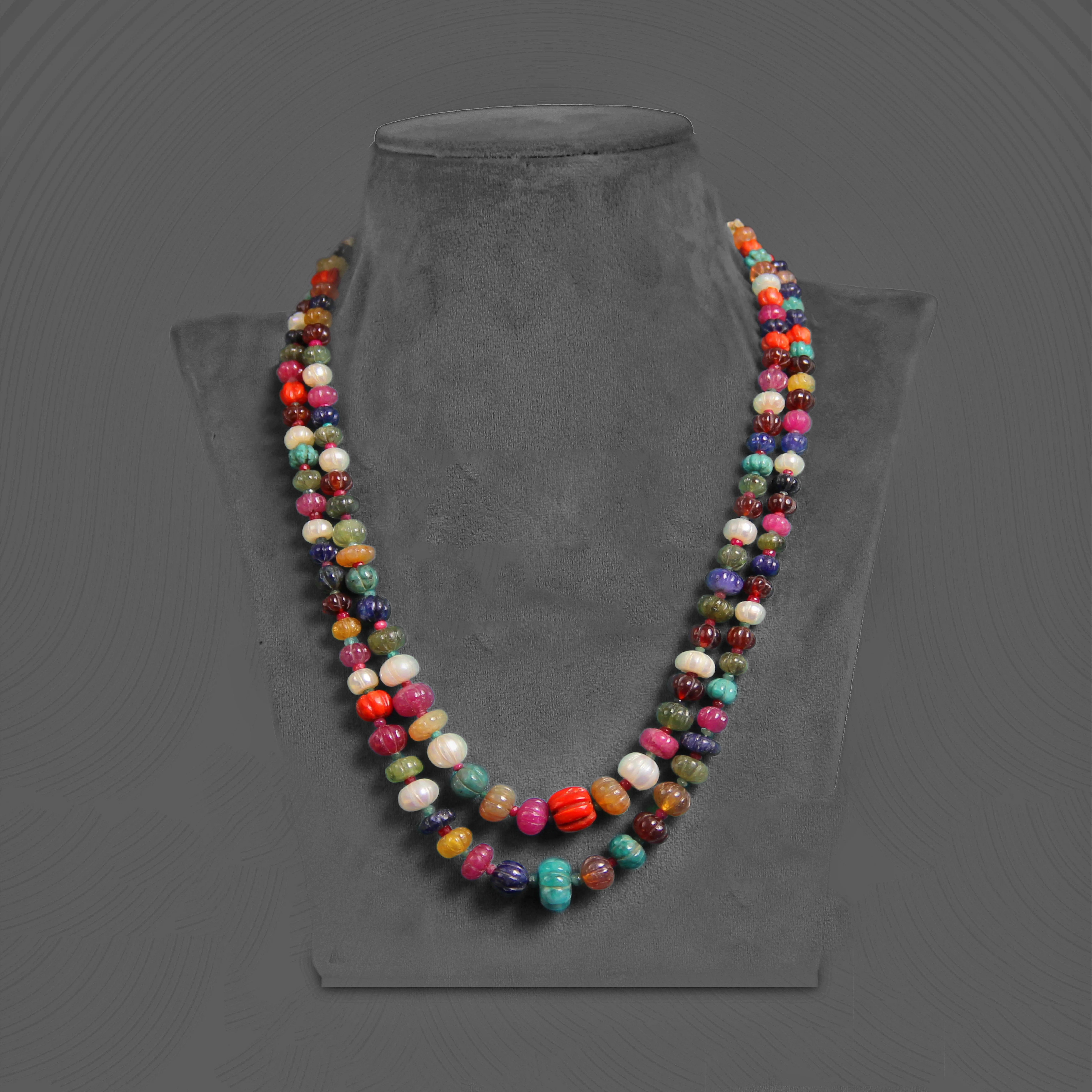 Colorful Beaded Necklace with Multicolor Gemstones