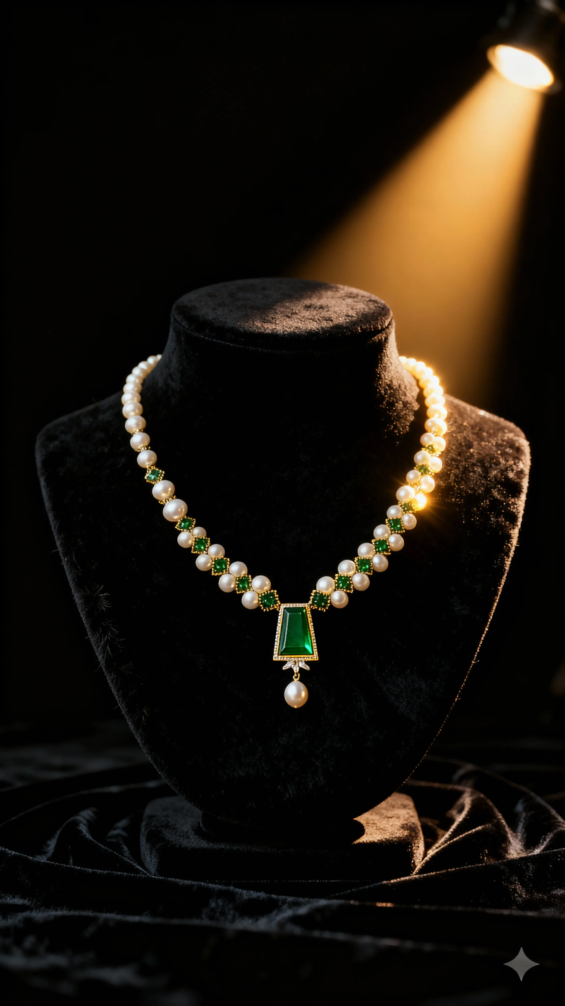 Green stone pearl necklace