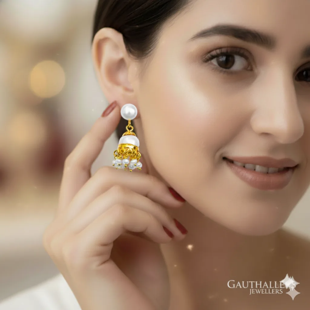 pearl jhumka earring