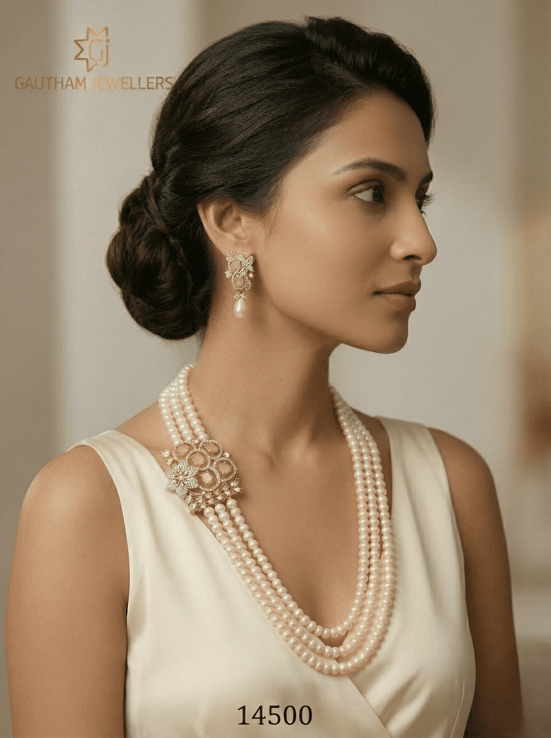 Elegant Multi-Layer Pearl Haram Necklace Set with Designer Brooch Pendant