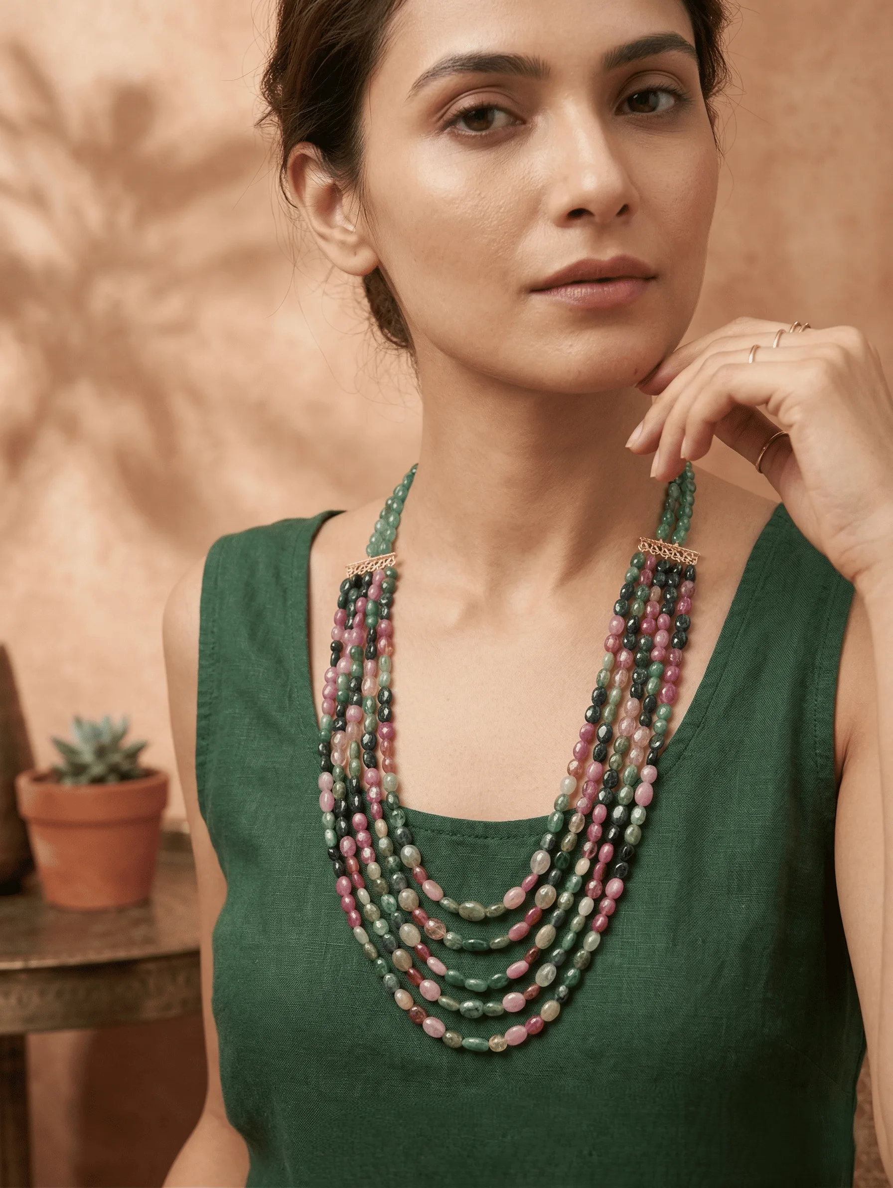 Elegant Multi Sapphire Beaded Necklace Set for Women | Multi Color Gemstone Jewellery