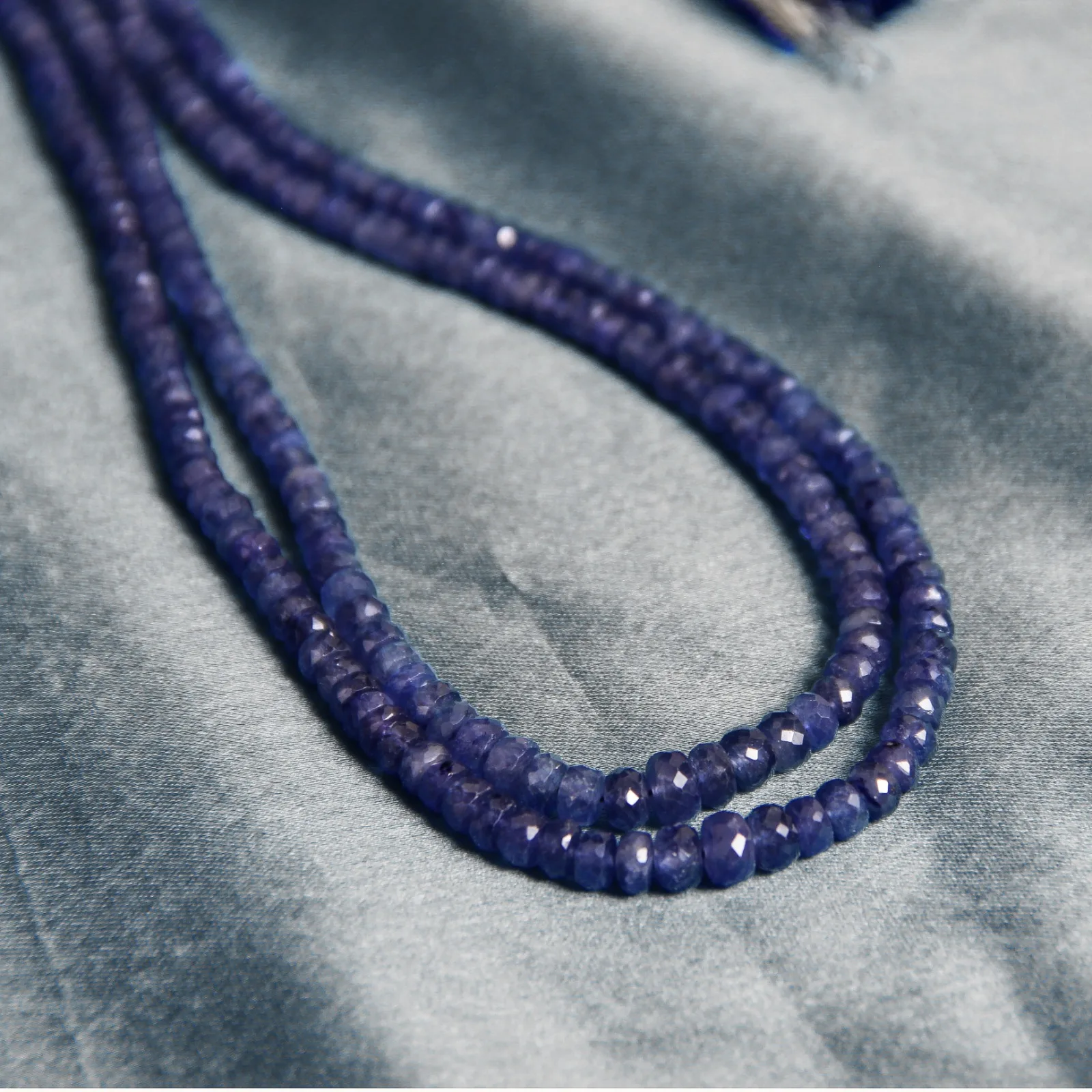 Blue Sapphire Beads Necklace – Two Layer Natural Neelam Mala