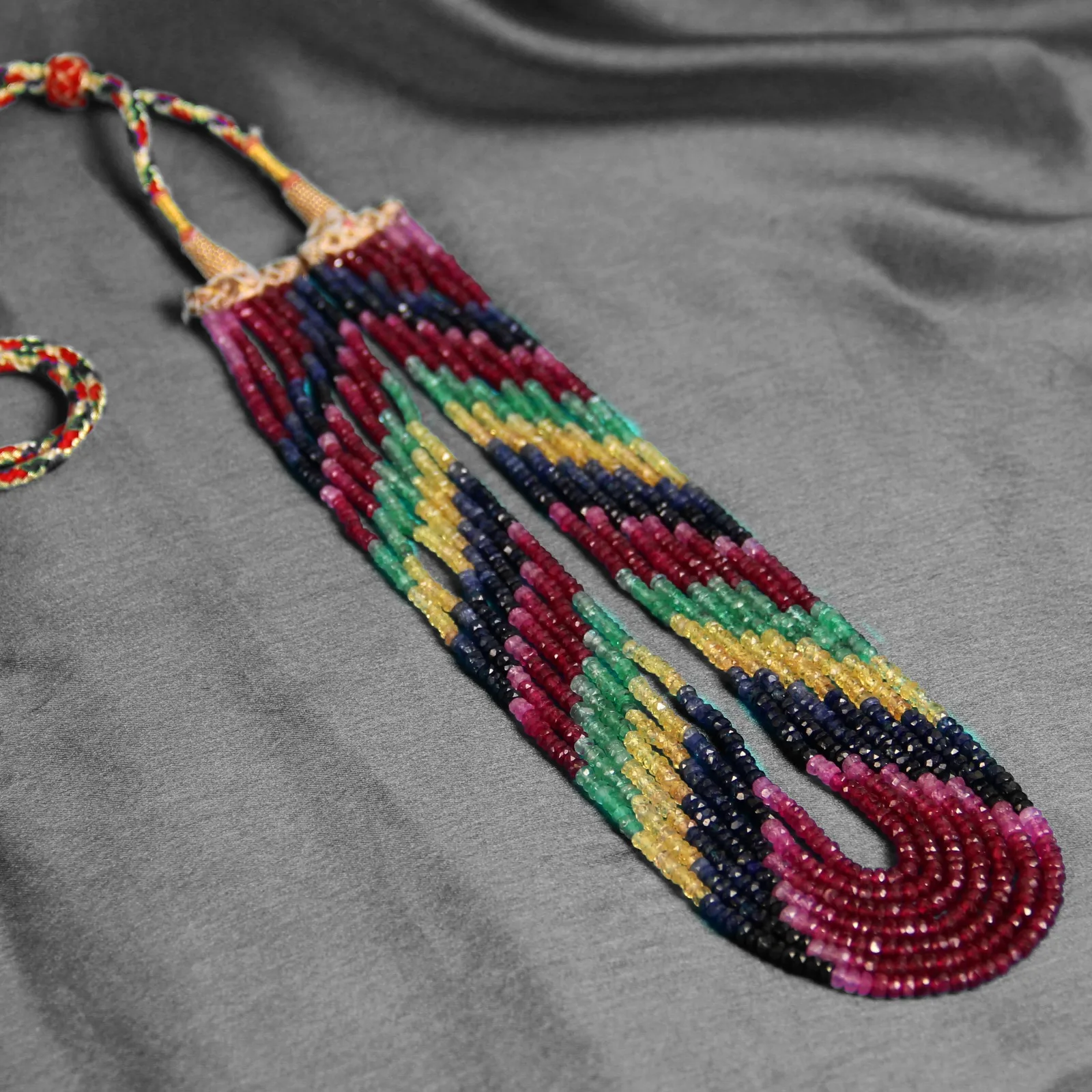Multi Sapphire Beads Necklace – Multi-Color Long Layered Sapphire Mala