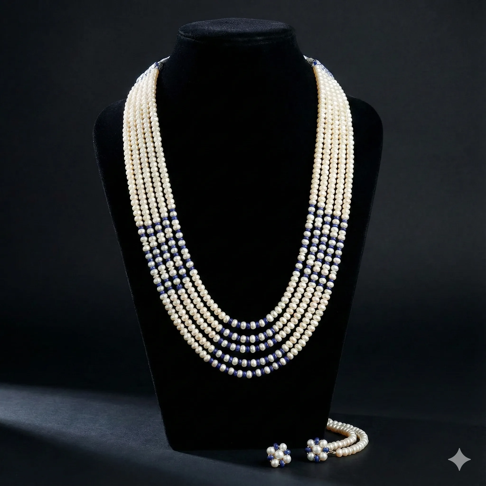 Blue Accented Pearl Necklace