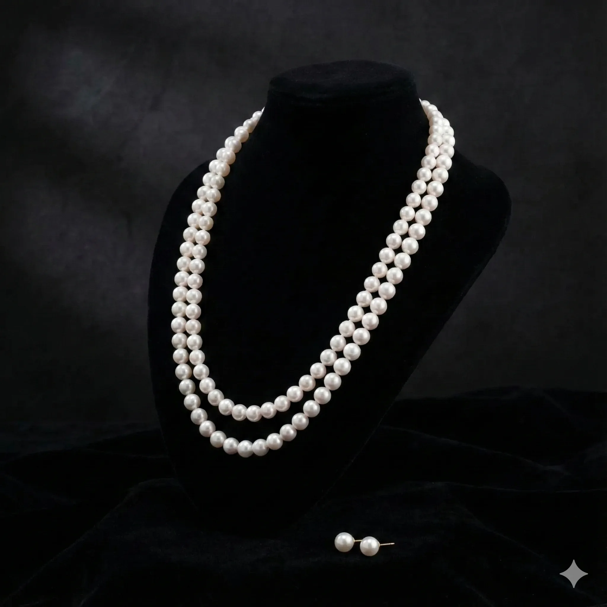 Double White Pearl Necklace
