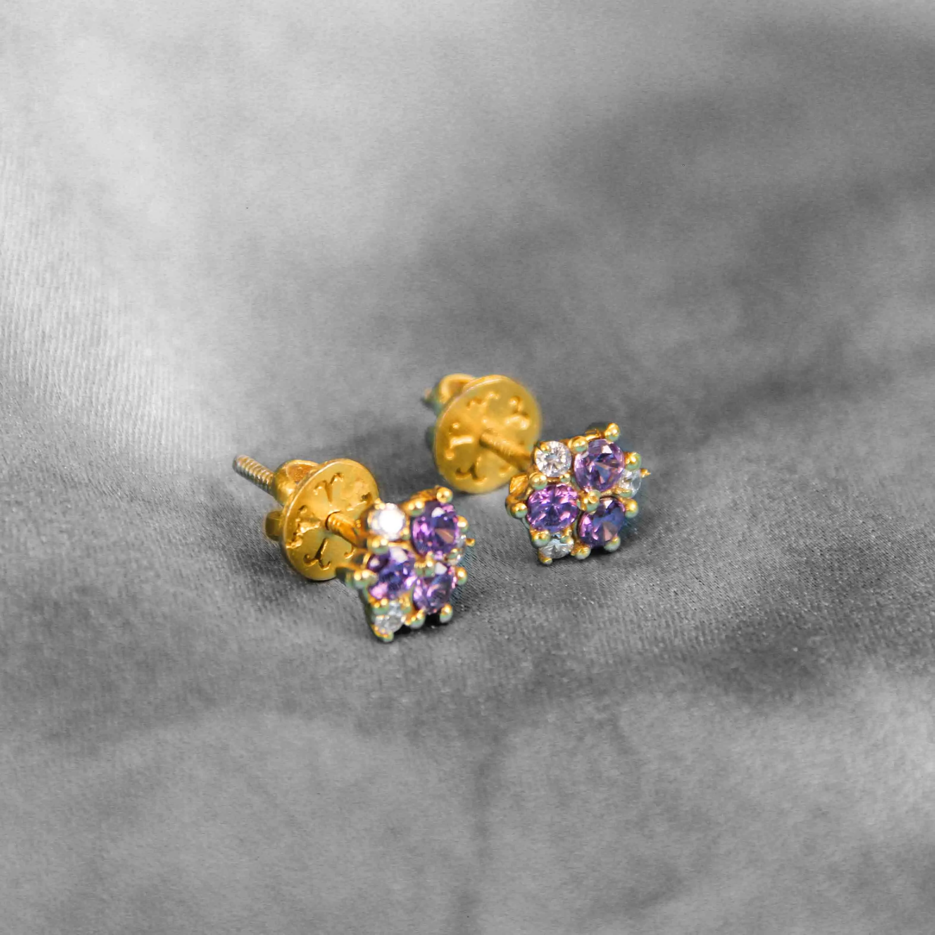 Gold-Plated Floral Stud Earrings