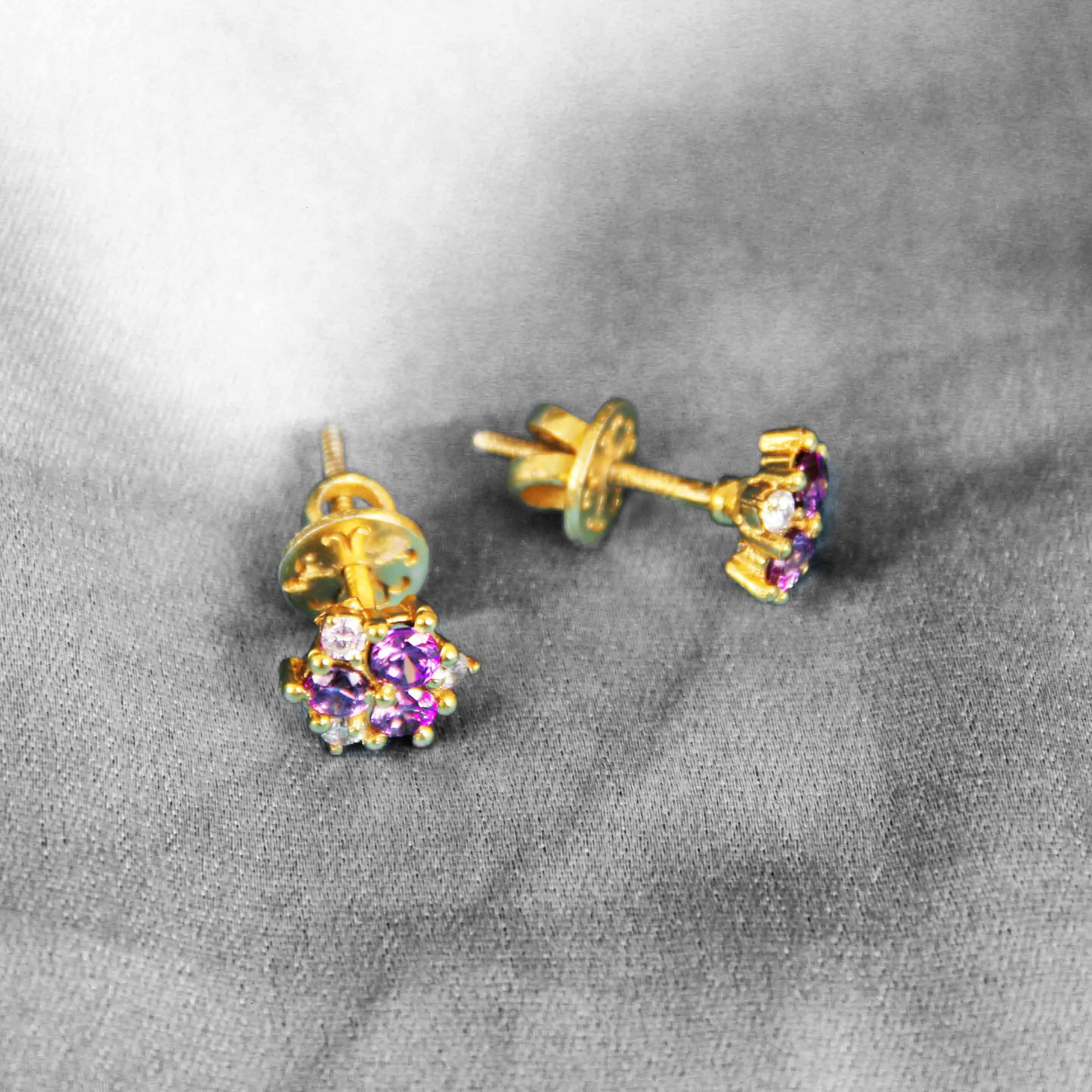 Gold-Plated Floral Stud Earrings