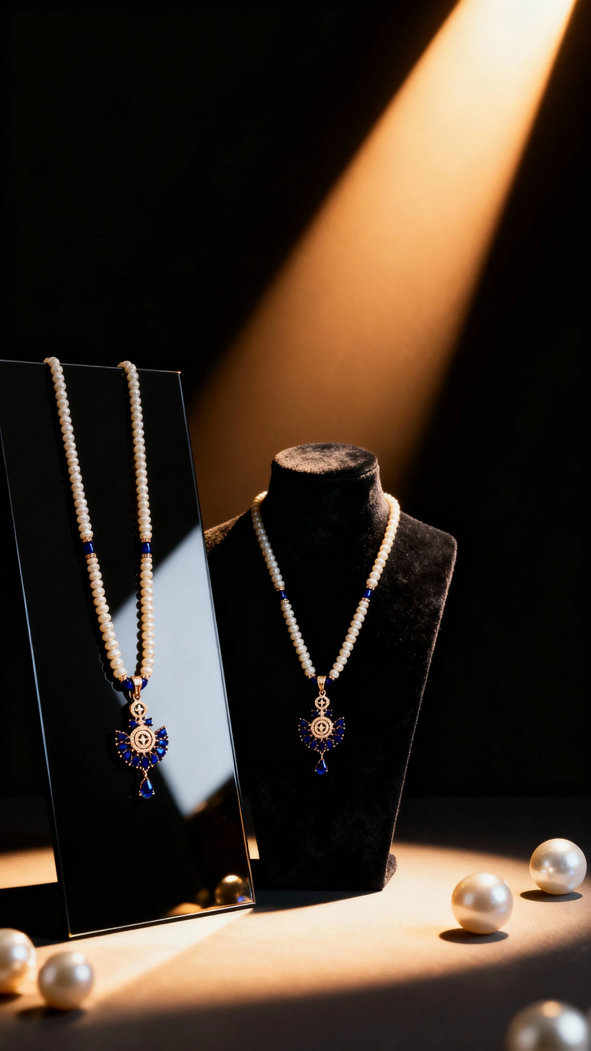 pearl bead necklace with pendent